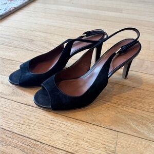Cole Haan Black Slingback Peep-Toe Heels